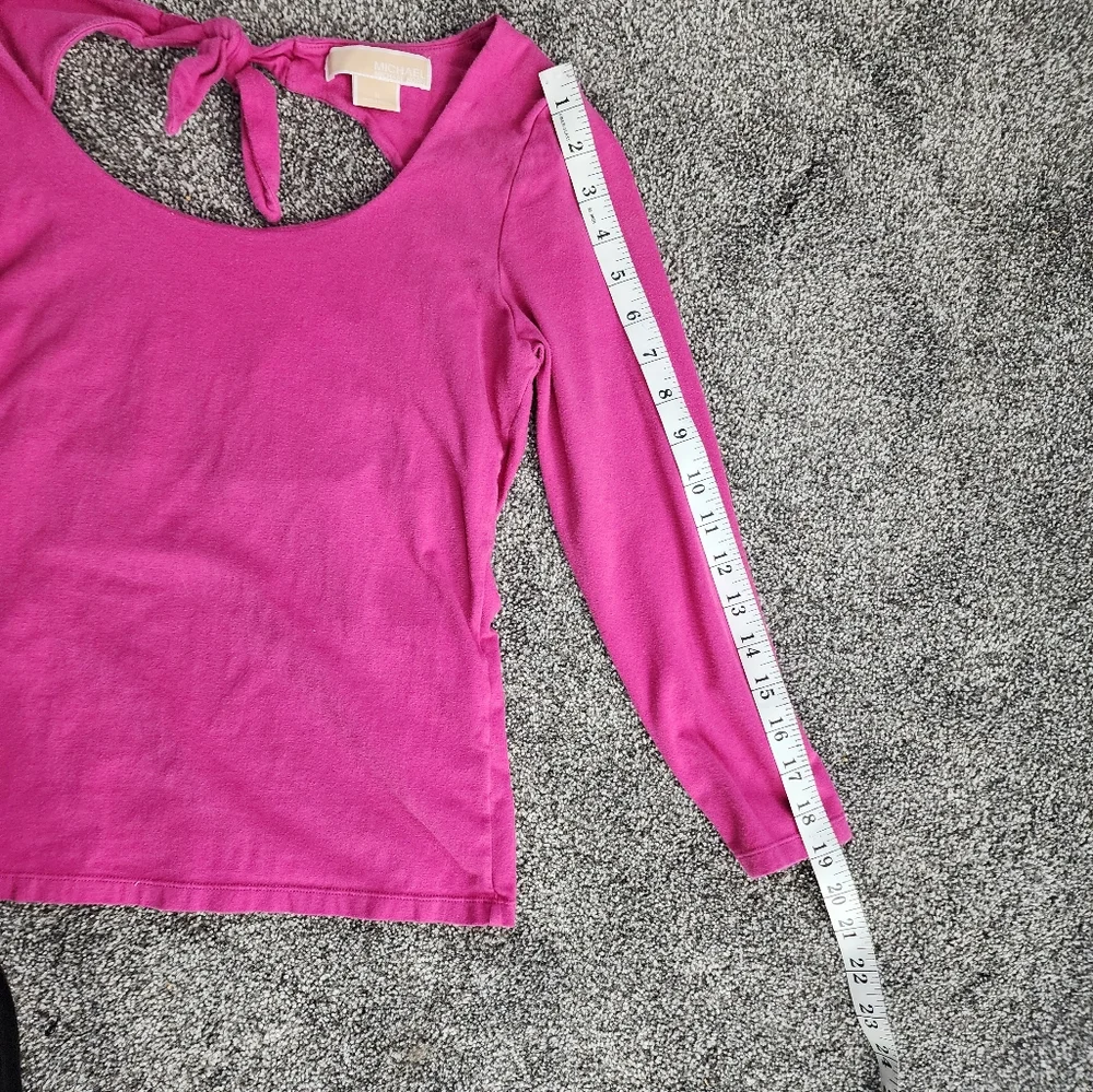 Michael Michael Kors Medium Pink Bow Open Back Spring Longsleeve Blouse - Picture 8 of 9